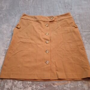 J.‎ Jill Ponte Skirt Womens Petite Small Acorn Brown Knit A-Line Pockets Buttons